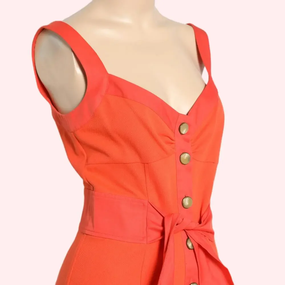 DIANE VON FURSTENBERG Orange V-Neck Button-Up Mini Dress - Picture 2 of 11
